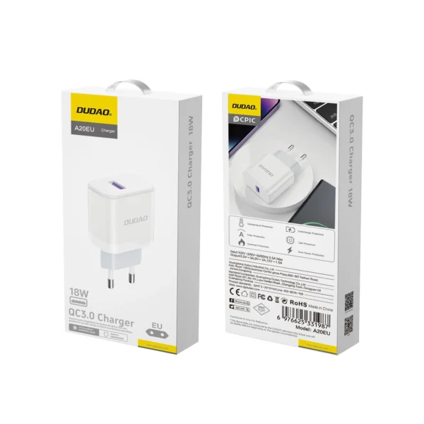 Dudao A20EU USB-A 18W network charger - whiteeng