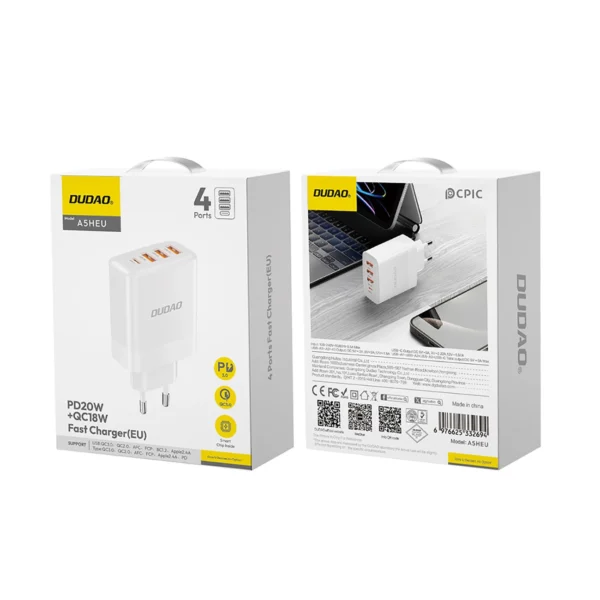 Dudao A5HEU network charger 3x USB-A 1x USB-C PD20W - whiteeng