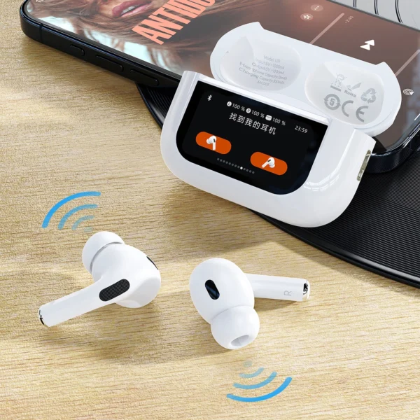 Dudao U19 in-ear TWS wireless Bluetooth 5.3 headphones with LED display - whiteeng