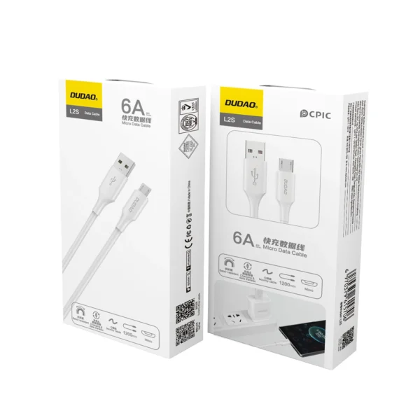 Dudao L2SM USB-A / micro USB 6A cable 1.2 m - whiteeng