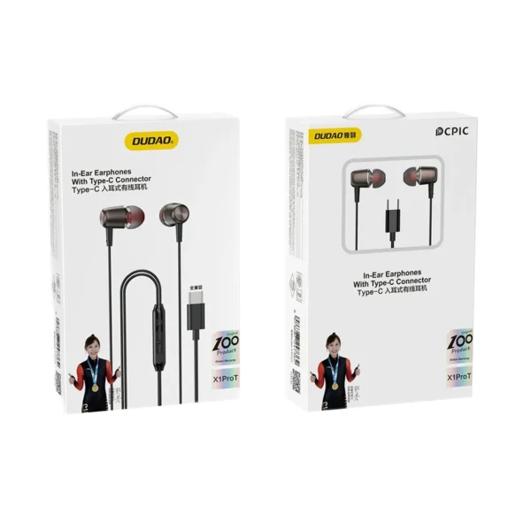 Dudao X1PROT In-Ear Wired USB-C Headphones 1.2m - Blackeng