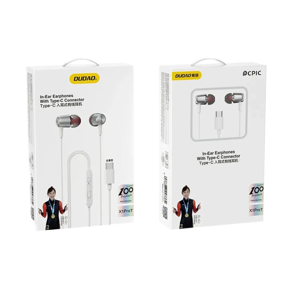 Dudao X1PROT In-Ear Wired USB-C Headphones 1.2m - Whiteeng
