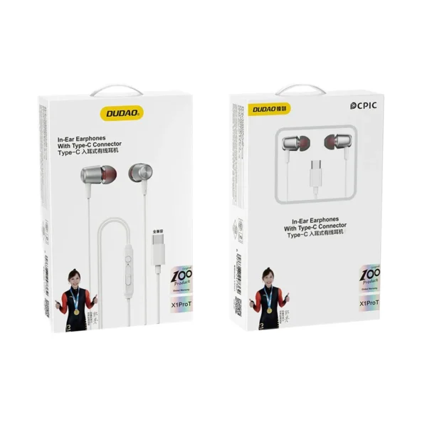 Dudao X1PROT In-Ear Wired USB-C Headphones 1.2m - Whiteeng