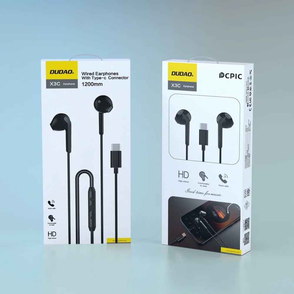 Dudao X3C In-Ear Wired USB-C Headphones 1.2m - Blackeng