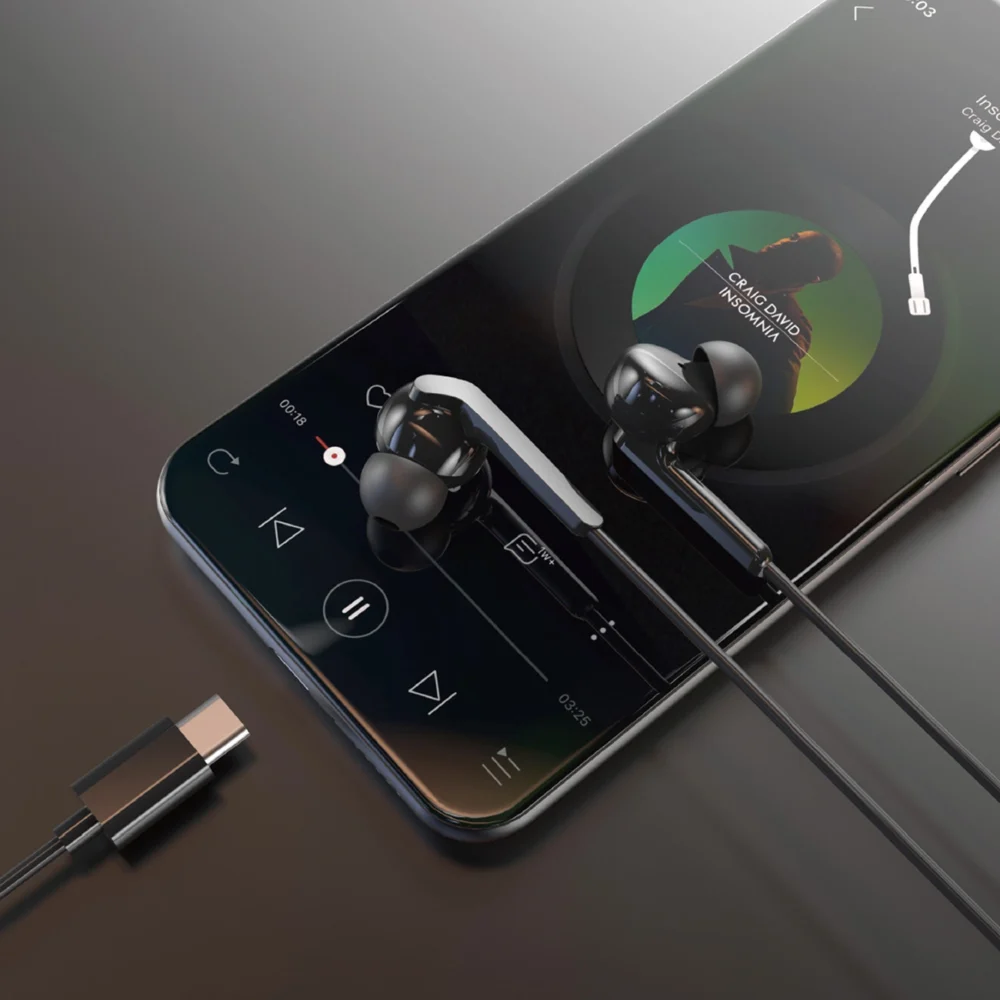 Dudao X3C+ Wired USB-C In-Ear Headphones 1.2m - Blackeng