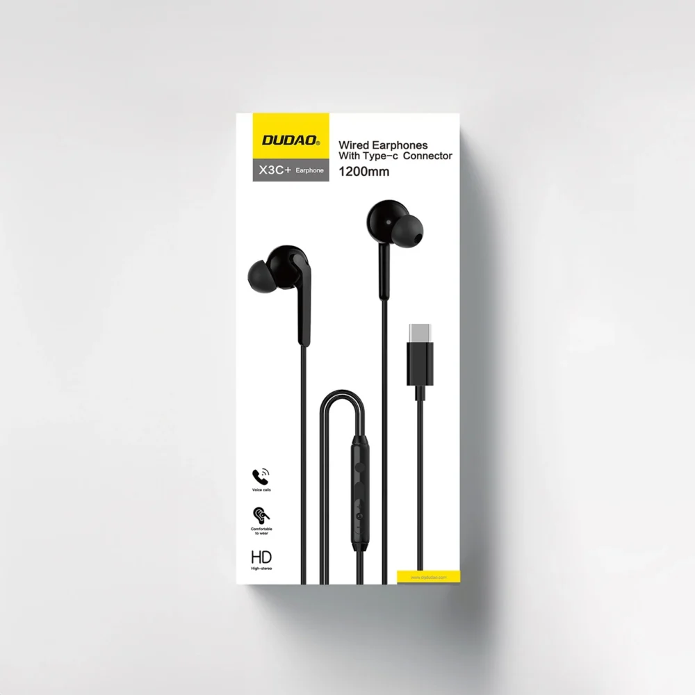 Dudao X3C+ Wired USB-C In-Ear Headphones 1.2m - Blackeng