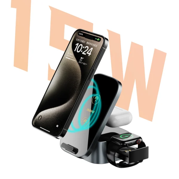 Dudao A11Pro+ 15W 3in1 Inductive Charger for Phone/Smartwatch/Headphones - Blackeng