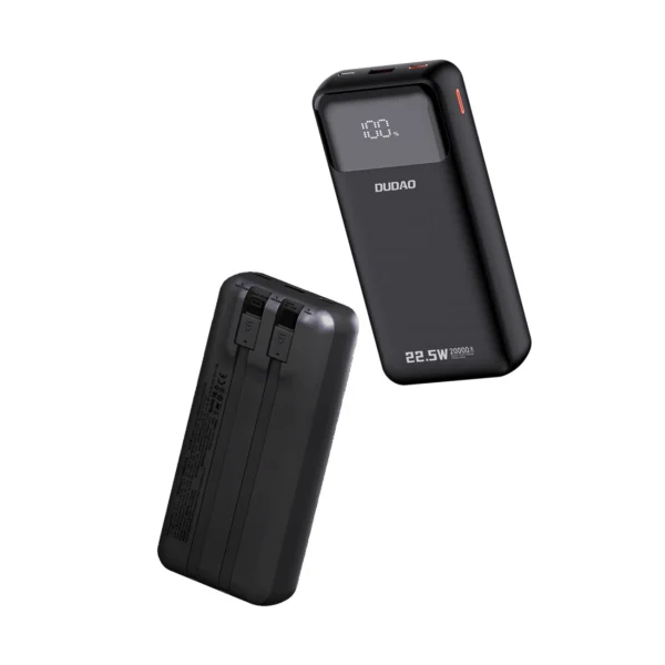 Dudao K15Pro Power Bank 20000mAh 22.5W PD USB-C / USB-A / Built-in Lightning and USB-C Cables - Blackeng