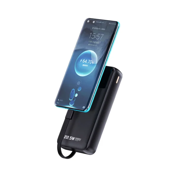 Dudao K15Pro Power Bank 20000mAh 22.5W PD USB-C / USB-A / Built-in Lightning and USB-C Cables - Blackeng