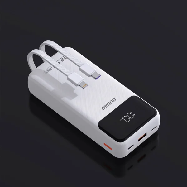 Dudao K15Pro Power Bank 20000mAh 22.5W PD USB-C / USB-A / Built-in Lightning and USB-C Cables - Whiteeng