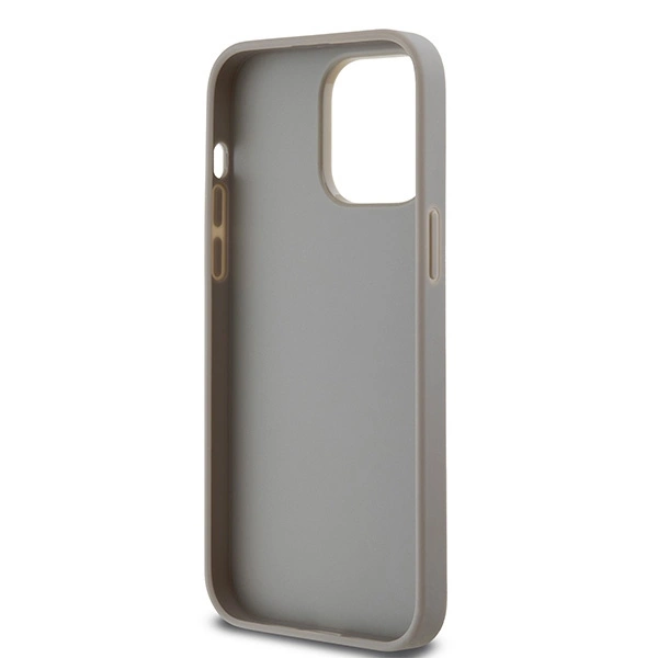 DKNY Leather Mono Stripe & Metal Logo case for iPhone 14 Pro - beigeeng