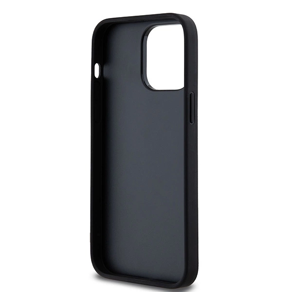 DKNY Leather Checkered Mono Pattern & Printed Stripes Case for iPhone 14 Pro Max - Blackeng