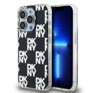 DKNY IML Checkered Mono Pattern case for iPhone 15 Pro - blackeng