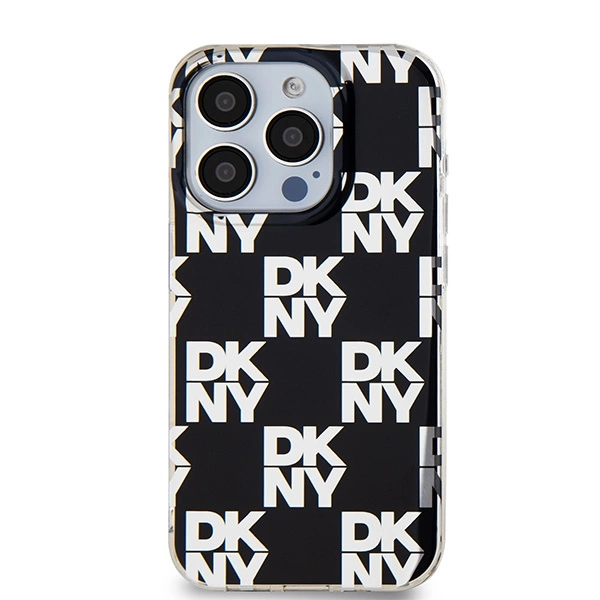 DKNY IML Checkered Mono Pattern case for iPhone 15 Pro - blackeng