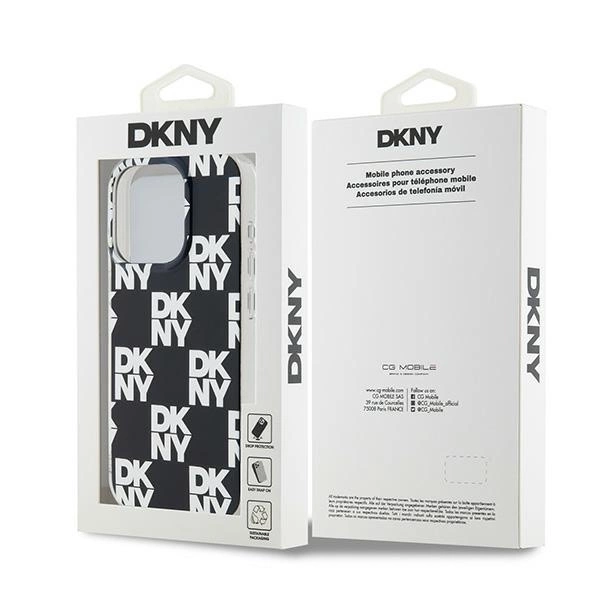 DKNY IML Checkered Mono Pattern case for iPhone 15 Pro - blackeng