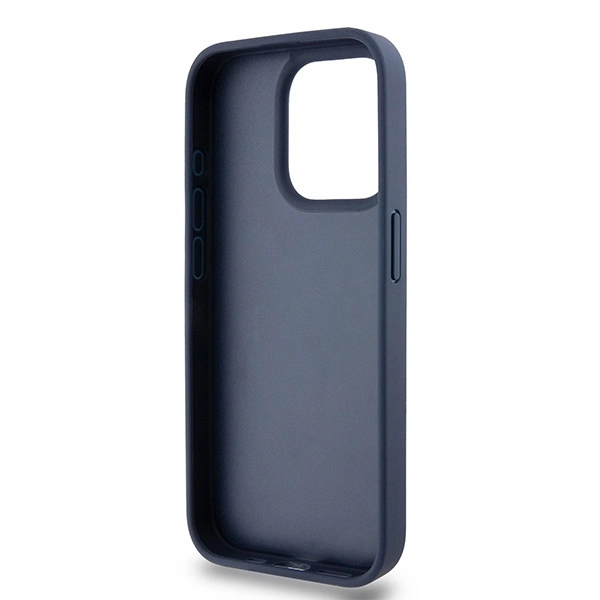 DKNY Leather Mono Stripe & Metal Logo case for iPhone 15 Pro - blueeng