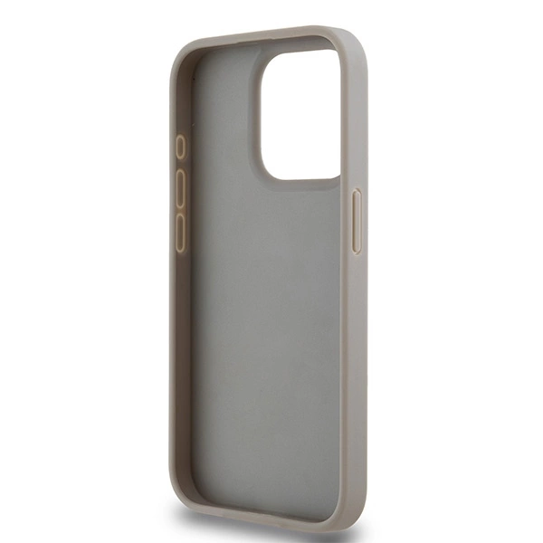 DKNY Leather Mono Stripe & Metal Logo case for iPhone 15 Pro - beigeeng
