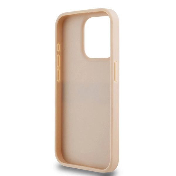 DKNY Leather Mono Stripe & Metal Logo case for iPhone 15 Pro - pinkeng