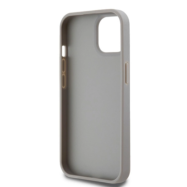 DKNY Leather Mono Stripe & Metal Logo case for iPhone 15 Plus / 14 Plus - beigeeng
