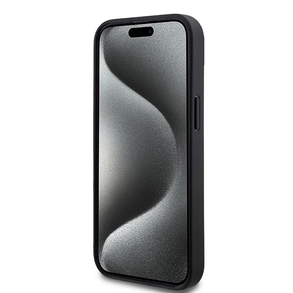 DKNY Leather Checkered Mono Pattern & Printed Stripes Case for iPhone 15/14/13 - Blackeng