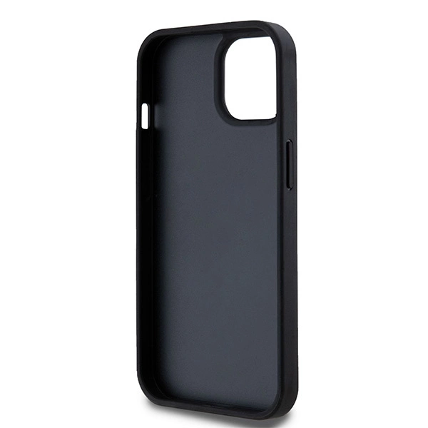 DKNY Leather Checkered Mono Pattern & Printed Stripes Case for iPhone 15/14/13 - Blackeng