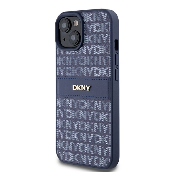 DKNY Leather Mono Stripe & Metal Logo case for iPhone 15 / 14 / 13 - blueeng