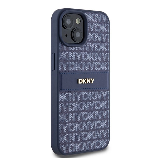 DKNY Leather Mono Stripe & Metal Logo case for iPhone 15 / 14 / 13 - blueeng