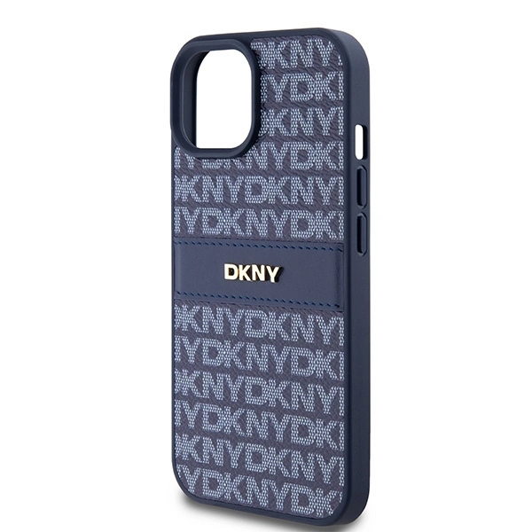 DKNY Leather Mono Stripe & Metal Logo case for iPhone 15 / 14 / 13 - blueeng