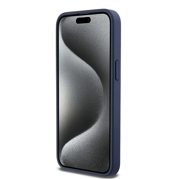 DKNY Leather Mono Stripe & Metal Logo case for iPhone 15 Pro Max - blueeng