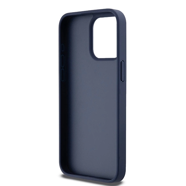 DKNY Leather Mono Stripe & Metal Logo case for iPhone 15 Pro Max - blueeng