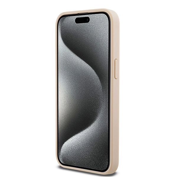 DKNY Leather Mono Stripe & Metal Logo case for iPhone 15 Pro Max - pinkeng
