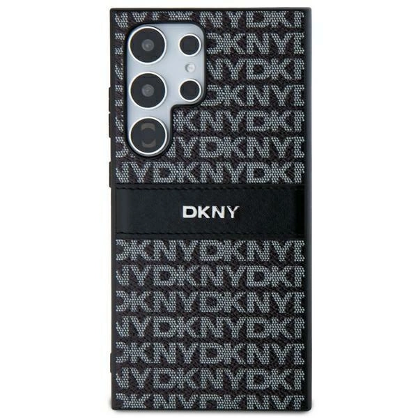 DKNY Leather Mono Stripe & Metal Logo case for Samsung Galaxy S24 Ultra - blackeng