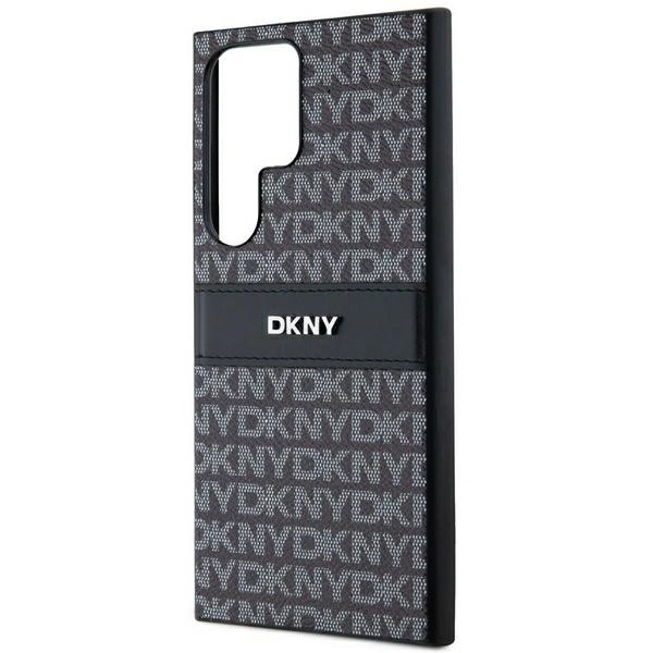 DKNY Leather Mono Stripe & Metal Logo case for Samsung Galaxy S24 Ultra - blackeng