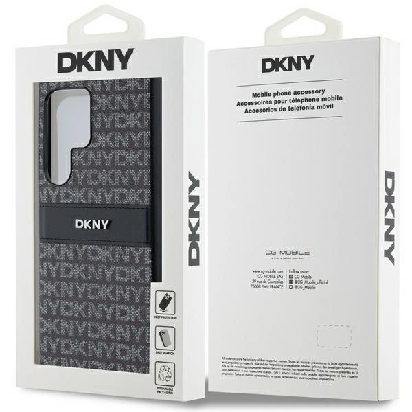 DKNY Leather Mono Stripe & Metal Logo case for Samsung Galaxy S24 Ultra - blackeng