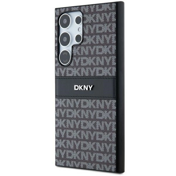 DKNY Leather Mono Stripe & Metal Logo case for Samsung Galaxy S24 Ultra - blackeng