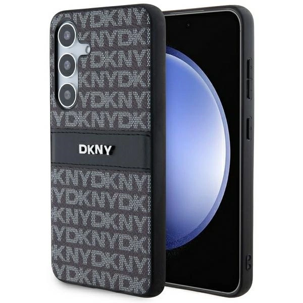DKNY Leather Mono Stripe & Metal Logo case for Samsung Galaxy S24+ - blackeng