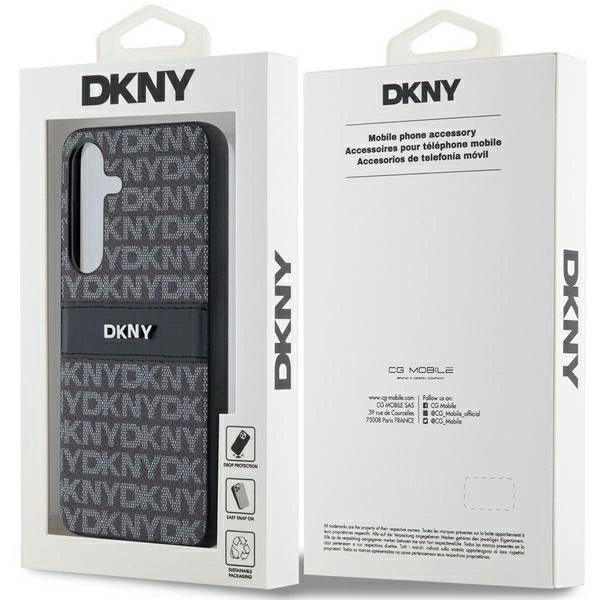 DKNY Leather Mono Stripe & Metal Logo case for Samsung Galaxy S24+ - blackeng