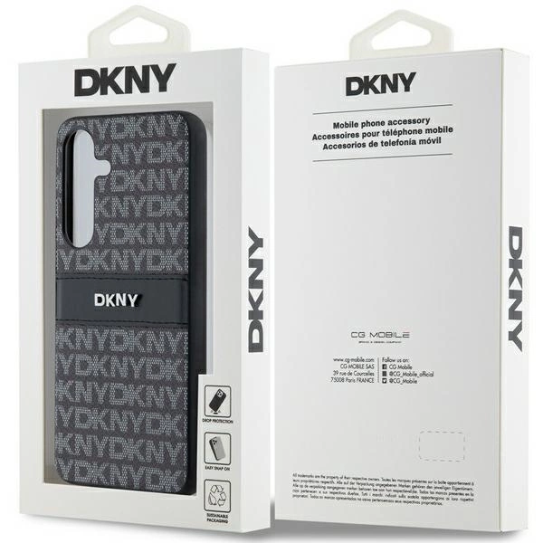DKNY Leather Mono Stripe & Metal Logo case for Samsung Galaxy S24 - blackeng