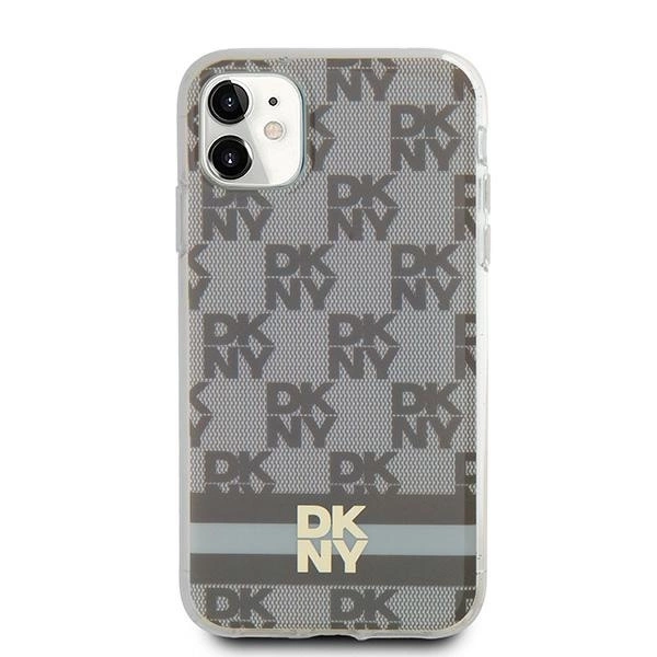DKNY IML Checkered Mono Pattern & Printed Stripes MagSafe case for iPhone 11 / Xr - beigeeng