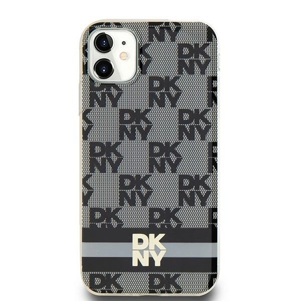 DKNY IML Checkered Mono Pattern & Printed Stripes MagSafe Case for iPhone 11 / Xr - Blackeng