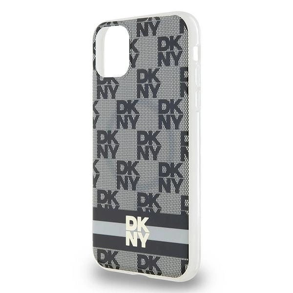 DKNY IML Checkered Mono Pattern & Printed Stripes MagSafe Case for iPhone 11 / Xr - Blackeng