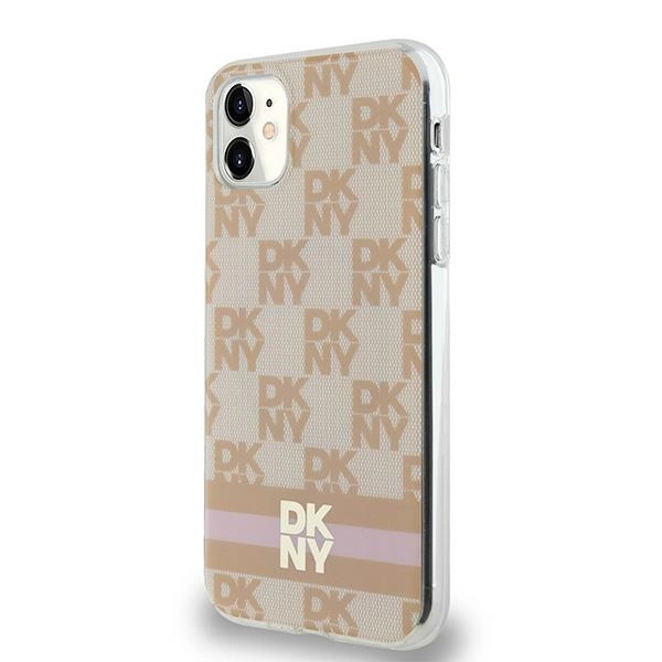 DKNY IML Checkered Mono Pattern & Printed Stripes MagSafe case for iPhone 11 / Xr - pinkeng
