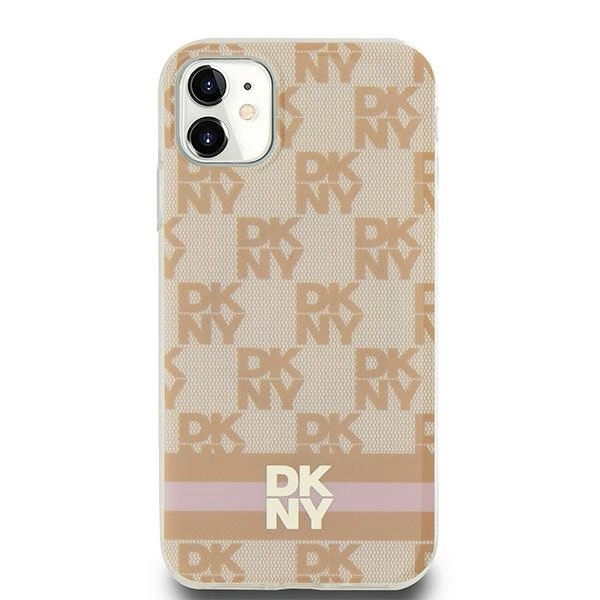 DKNY IML Checkered Mono Pattern & Printed Stripes MagSafe case for iPhone 11 / Xr - pinkeng