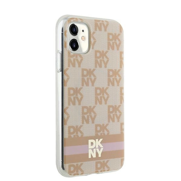 DKNY IML Checkered Mono Pattern & Printed Stripes MagSafe case for iPhone 11 / Xr - pinkeng