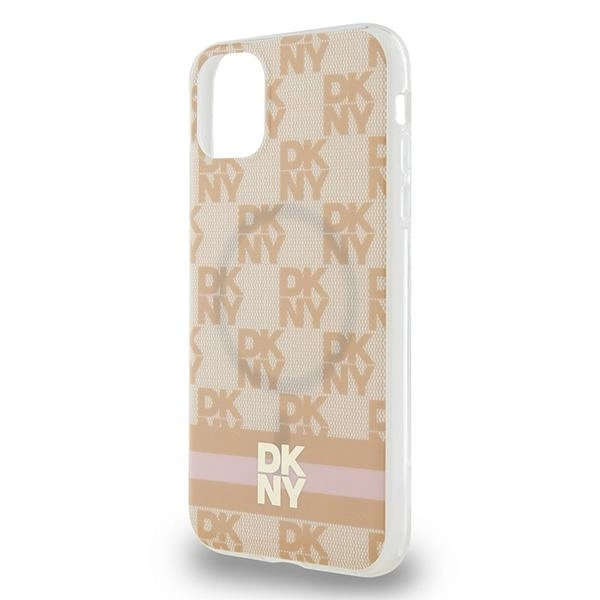 DKNY IML Checkered Mono Pattern & Printed Stripes MagSafe case for iPhone 11 / Xr - pinkeng