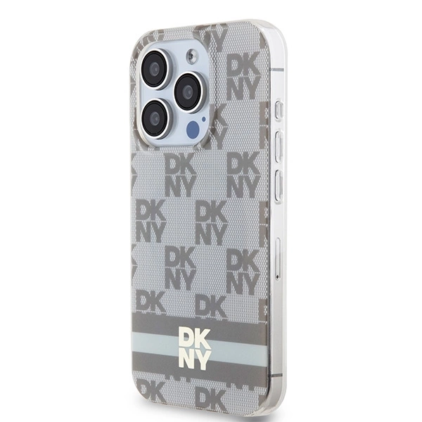 DKNY IML Checkered Mono Pattern & Printed Stripes MagSafe case for iPhone 13 Pro Max - beigeeng