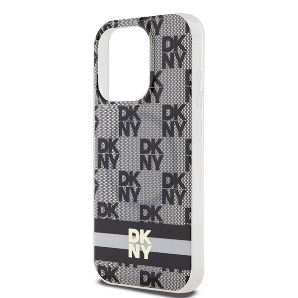 DKNY IML Checkered Mono Pattern & Printed Stripes MagSafe Case for iPhone 13 Pro Max - Blackeng