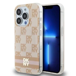 DKNY IML Checkered Mono Pattern & Printed Stripes MagSafe case for iPhone 13 Pro Max - pinkeng