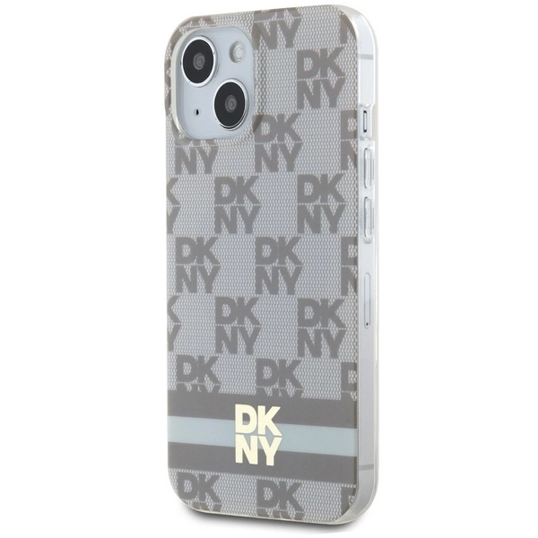 DKNY IML Checkered Mono Pattern & Printed Stripes MagSafe case for iPhone 15 / 14 / 13 - beigeeng