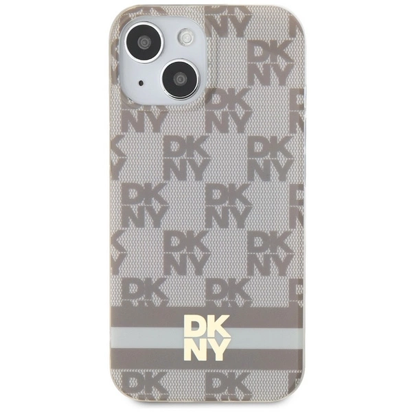 DKNY IML Checkered Mono Pattern & Printed Stripes MagSafe case for iPhone 15 / 14 / 13 - beigeeng
